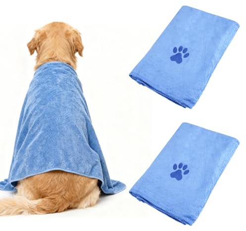 Xyvor 2 Stück Hundehandtuch Extra Saugfähig, 100 X 50 cm Hunde Handtuch, Hundehandtuch Große Hunde, Weich Schnelltrocknend Hundehandtücher, Haustier Handtücher Für Katzen, Hunde Oder Andere Haustiere