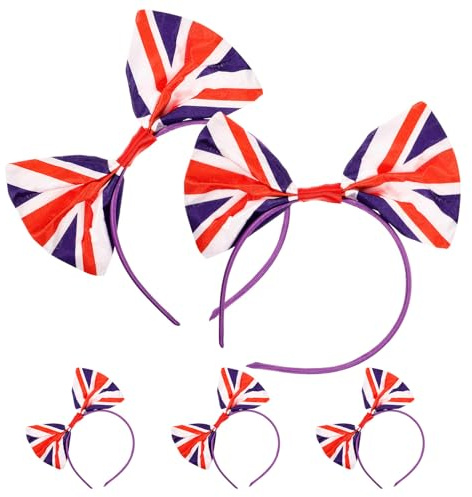 PRETYZOOM 5pcs Serrage-tête à Nœud en Satin Drapeau Britannique, Taille, Ajustement Sécurisé pour Fête et Décoration de Festival Créatif