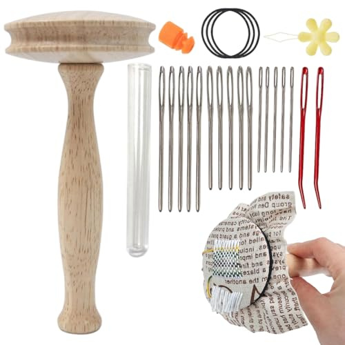 fkngcp Darning Mushroom, Quick Repair Darning Kit with Needle and More, Embroidery Tools Kit for DIY Hand Sewing Crafts, Socks, Clothes, Random Color