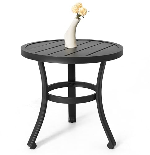 Avestar Outdoor Beistelltisch aus Metall, wetterbeständiger 50 cm Terrassentisch, Outdoor Bistrotisch, Gartentisch für Terrasse, Pool, Veranda, Balkon, Vorbau, Außen- oder Innenbereich, Schwarz