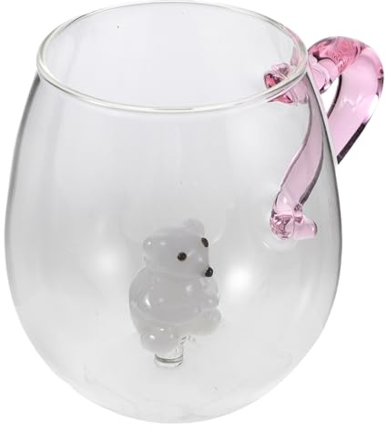 minkissy Taza de Oso Polar de Vidrio 400ml con Asa en Forma de Corazón | Figura Animal 3d Interior, Decoración Navideña Festiva para Hogar y Celebraciones, Apta para Bebidas Frías y Calientes