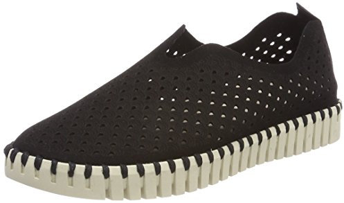 Ilse Jacobsen HORNBÆK | Flache Damen-Schuhe | Slip-On Sneaker mit Recyceltem Mikrofaser-Material und Rutschfester Natur-Gummisohle | Tulip3275 | Leicht Atmungsaktiv Umweltfreundlich | Schwarz | 36