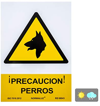 Normaluz RD30043 - Señal ¡Precaución! Perros PVC Glasspack 0,7 mm 21x30 cm