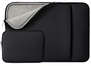 RAINYEAR 15.6 Inch Laptop Sleeve Case Soft Fluffy Lining Cover Carrying Bag with Front Pocket & Accessories Pouch,Compatible with 15.6 Notebook Computer Chromebook(Black,Upgraded Version)