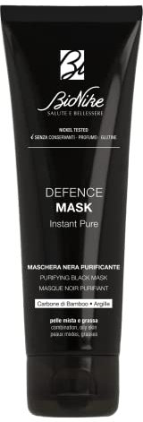 BioNike Defence - Mask Instant Pure, Maschera al Carbone Purificante per Pelli Miste e Grasse, con Bambù e Argilla, Azione Levigante e Opacizzante, Dona una Pelle Purificata, 75 ml