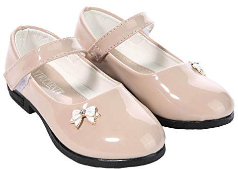 Forever Young Girls Infant Party Shoes Patent Leather Mary Jane Style Ballerina Pumps (UK Infant 6, Beige)
