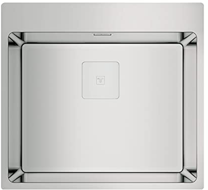 Teka ForLinea RS15 50.40 - Fregadero de 60 cm, Doble Posibilidad de Instalación Encastre o Enrasar, Desagüe Cuadrado, Tapa Decorativa, SilentSmart, Color Acero Inoxidable