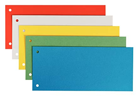 Leitz Trennstreifen, Stabiler Pendarec-Karton 180 g/qm, farbig Sortiert (2 Packungen = 50 Stück)