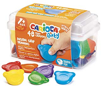 Carioca Baby Teddy Crayons | Caja de Ceras para Niños a Partir de 12 Meses con Forma de Oso, 48 Unidades