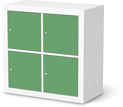 Klebe-Folie Möbel passend für IKEA Kallax Regal 4 Türen I Möbelfolie - Möbel-Folie Tattoo Sticker I Schöner Wohnen für Schlafzimmer und Wohnzimmer - Design: Grün Light