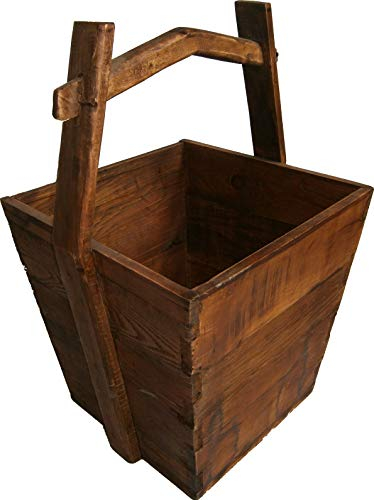 KAMIN HOLZ KORB KAMINHOLZKORB HOLZKORB FÜLLKORB SHABBY ERLE MASSIV GRIFFE