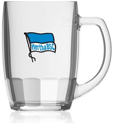 Hertha BSC Berlin Bierglas Fahne 0,5 l Bierseidel Logo Glas Bierhumpen Bierkrug - Plus Lesezeichen I Love Berlin