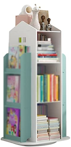 YHRJ Kinderbücherregal mädchen Bücherregal Weiß,Drehbares Kinderbücherregal, Spielzeug-Aufbewahrungsregal Für Kindergartenböden, Kleines Hausförmiges Regal, Einfache Installation (Color : Blue)