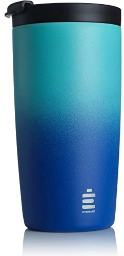 HYDRATE Travel Mugs, Reusable Coffee Cup, Travel Cup with Leak-Proof Lid, Multiple Colours, Stainless Steel Thermal Vacuum Coffee Mug for Hot and Cold, Insulated, Easy-Clean 500ml (Blue Lagoon)