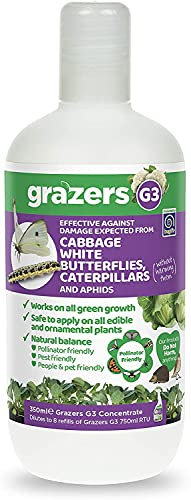 Grazers ltd 2 x G3 Effective Against Damage from Cabbage White Butterfly, Caterpillar, Aphid and Other Sap Suckers 350ml Concentrate (Makes 7 litres of Ready to Use Spray), Nylon/A
