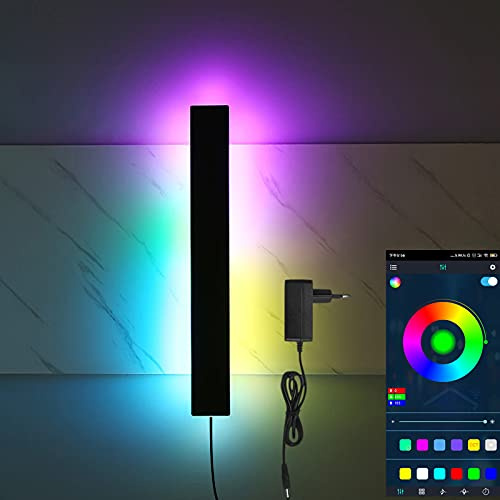 Smart RGB Wandleuchte LED Streifen Dimmbar Wandlampen Fernbedienung Wandbeleuchtung Innen Beleuchtung Bluetooth Eckleuchten Wandspot Lampe Wohnzimmer Ktv Bar Bunte Lichter Gaming Deko Lampe, 40cm