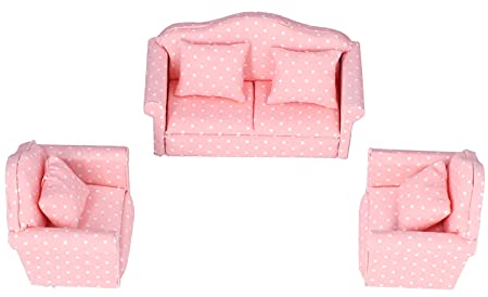 Zerodis 1:12 Puppenhaus Sofa Set,Miniatur Sofa Mini Rosa Sofa Puppenhaus Möbelzubehör