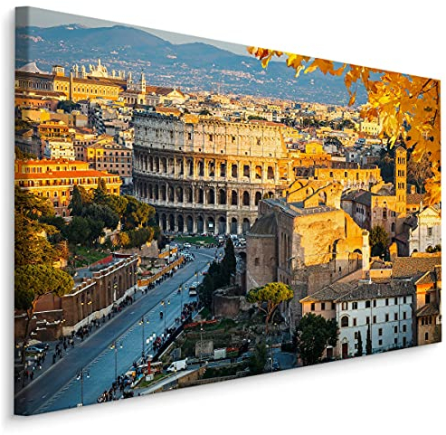 Muralo Leinwandbilder 120x80 Stadt Rom Italien Gebäude Architektur Kolosseum Canvas Wandbild Kunstdruck Schlafzimmer Wohnzimmer Wanddekoration Design XXL Br. 120 cm x Hö. 80 cm Br. 120 cm x Hö. 80 cm