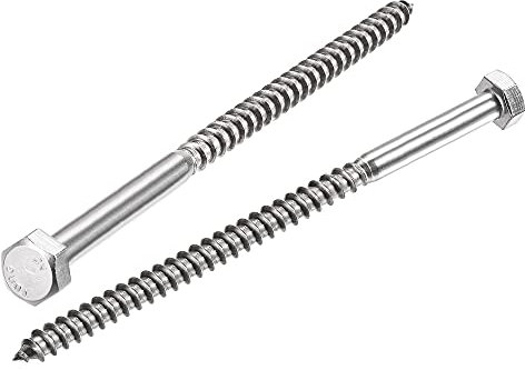 sourcing map Hexagonal Tire-fond M8 x 130mm 304 Inox Acier Demi-fil Autotaraudeuse Boulons pour Bois Vis 5Pcs