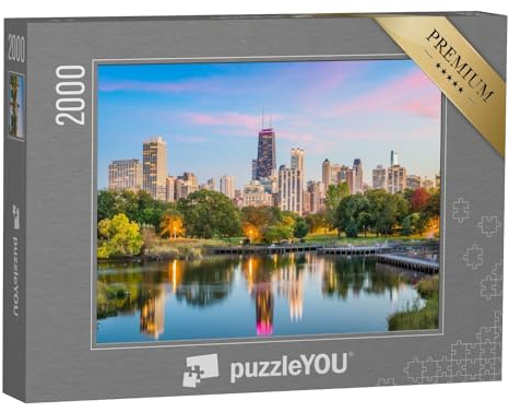 puzzleYOU: Puzzle 2000 Teile „Skyline von Chicago vom Lincoln Park aus, USA“ – aus der Puzzle-Kollektion Chicago, Amerika, Amerikanische Städte