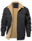 EKLENTSON Herren Winterjacke Gefüttert Fleece Winter Jacke Cargojacke Thermo Fleecejacke Casual Herrenjacke mit Vielen Taschen, Dunkelgrau 3XL
