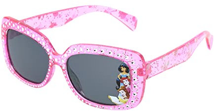 Disney Girls Princess Sparkle Kids Lunettes de soleil rectangulaires pour enfants, cristal rose/paillettes injection, 49, cristal rose/paillettes injection, 49, Rose cristal - Injection de paillettes