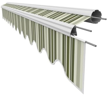 VANA Markisenstoff mit Volant für 3 x 2,5 m Markisen Ersatzstoff Markisentuch Bespannung Sonnenschutz fertig genäht Maß Tuch 2,82 x 2,5 m Volant 2,82 x 0,21 m Design SPD034