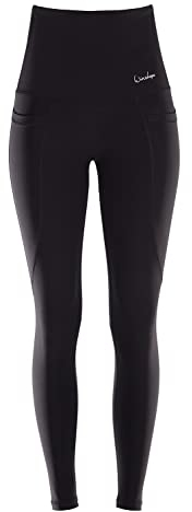 WINSHAPE Damen Functional Comfort Tights Hwl115c “high Waist” Mit Drei Praktischen Taschen Leggings, Schwarz, L EU