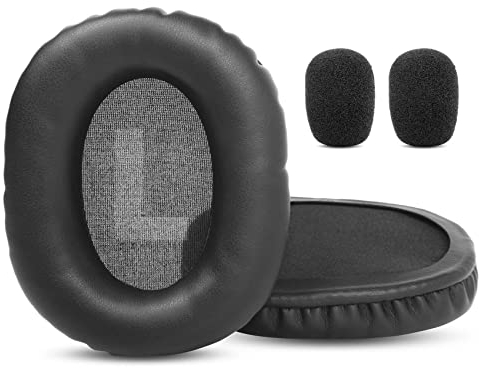 TaiZiChangQin Upgrade Ohrpolster Ohrpolster Mikrofon Schaumstoff Kit Ersatz kompatibel mit Roccat Khan Aimo Kopfhörer (Protein-Leder-Ohrpolster)