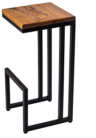 Barhocker für Hausbar, Barstuhl, Küchenstuhl, Bistrohocker, Tresenhocker mit Fußstütze, Stuhl, Keine Montage erforderlich, Industrie-Design (G-Form 74 cm Höhe, Braun)