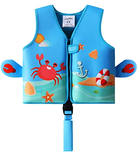 vveWin UV Neopren Schwimmweste für Kinder mit Sicherheitsschnalle Abnehmbare Schwimmer Swim Vest for Kids für Kleinkinder im Alter von 1,2,3,4,5,6,7,8 Jahren Mädchen und Jungen