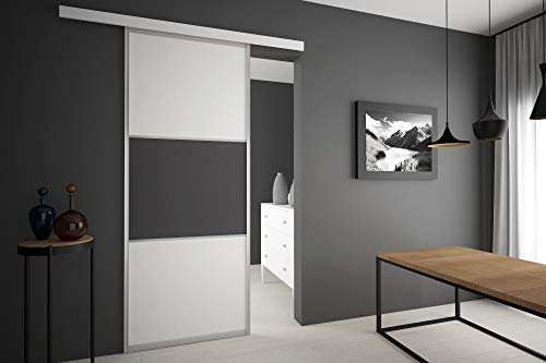 Alucabina - Porta scorrevole esterno muro Larghezza vano 80 cm - Altezza vano 210 cm. SU MISURA - Colore legno Olmo nero