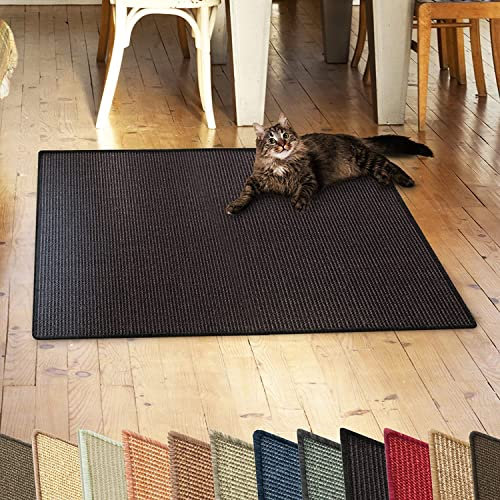 KARAT Sisal Fußmatte Teppich Vorleger Kratzteppich Katzenmöbel Kratzmatte Sisalmatte, widerstandsfähig & in vielen Farben und Größen erhältlich (67 x 140 cm, Schwarz)