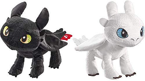 Schmidt Spiele 42746 Dragons, Ohnezahn, 25 cm Plüschfigur & 42747 Dragons, Tagschatten, 25 cm Plüschfigur