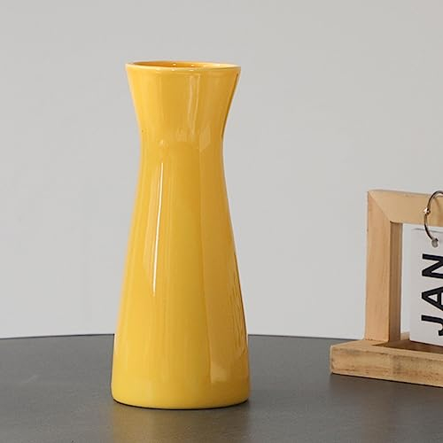 Gelbe Keramikvase für Blumen, Moderne Blumenvase Im Boho-Wohndekor-Stil, Geeignet für Regaldekoration, Kamindekoration, Bücherregal, Wohnzimmertischdekoration, Kamin- und Eingangsdekoration(Gelb)