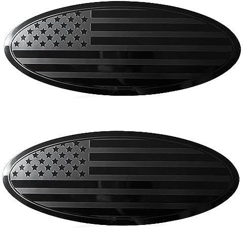 Yojunauto Für Ford Emblem, 9,5 Zoll Schwarz Frontgrill Hinten Heckklappe Overlay Amerikanische Flagge Emblem Passend für 2015-2021 F150 (2 Stück)