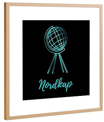 artboxONE Poster mit Rahmen Kupfer 40x40 cm Nordkap Globus Polarlichter von JulimaltdieWelt - gerahmtes Poster