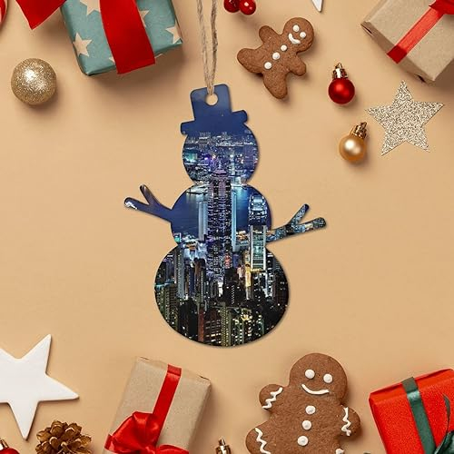 2 Stück Holz-Weihnachtsschmuck China-Hong Kong Weihnachtsbaum Ornament Weihnachtsbaum Holz Hängend für Urlaub Xmas Hängende Dekorationen für Party Home Ornament