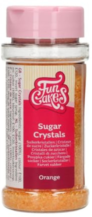FunCakes Sugar Crystals Orange: Cake Sprinkles, Great Taste, Perfect for Cake Decorating, Cupcake Sprinkles. 80 g.