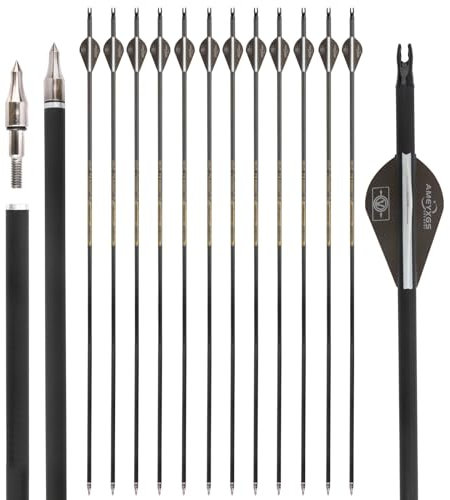 12pcs Pure Carbon Pfeile Spine 300 350 400 500 600 Jagdpfeile Zielpfeile für Recurve Bogen Compound Bogen (2 braun 1 weiß, Spine 350)