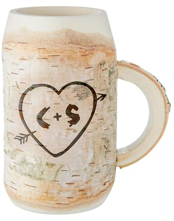 AMAVEL Holz Bierkrug mit Gravur, Holzkrug mit Initialen, Personalisierter Krug für Bier, Holz Bierglas mit Gravur, Bierbecher, Biergeschenke, Bierkrüge, Vatertagsgeschenk, Geschenke für Männer, 250 ml