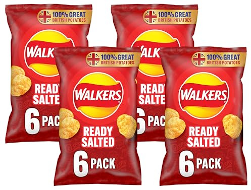 Walkers Ready Salted Multipack Crisps, 6x25g (Pack of 4)