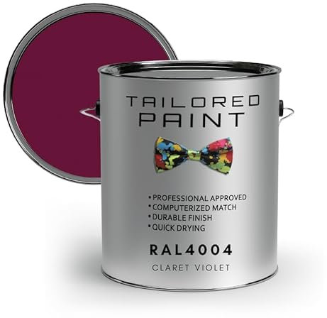 Tailored Paint Vernice su misura per porte e finestre in PVC 1K a pennello o spray su finitura lucida RAL4004, viola bordeaux, barattolo da 5000 ml (5 l).