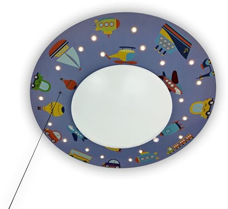 Niermann Standby Deckenleuchte Fahrzeuge, 1 x E27, max. 15 Watt, LED Schlummerlicht, Zugschalter, Made in Germany, Kinderleuchte, Kinderlampe, Stoßfeste Abdeckung