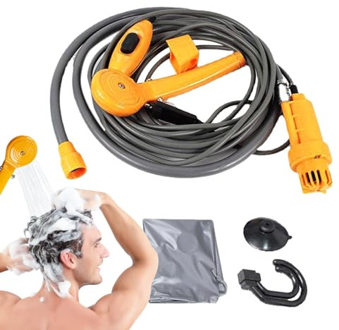 demaxiyad Kit de douche de camping, douche portable pour le camping, Pommeau de douche de camping Plug And Play, Douche Mobile 12V pour le nettoyage, lavage de voiture, pomme de douche commutable,