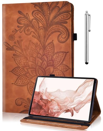 TUOLISG Fire HD 10 Tablet Hülle (13./11. Gen, 2023/2021),PU Leder Multi-Winkel Ständer Tablette Schützhülle mit Auto Schlaf/Aufwach für Fire HD 10/10 Plus/Kids 10.1-Braun