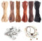 SYEYCW 6 Pièces Cordons en Cuir pour la Fabrication de Bijoux, 6 Couleurs 30M 2.6mm Corde Plat en Faux Laniere avec 100 Pièces Extrémités de Cordon, pour Faire des Bracelet Collier, Artisanats DIY