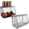 LDXDRU 2 Pack Fruit Basket Metal, 30 x 20 x 22cm Hanging Fruit Bowl with Lid, Wall mounted Vegetable Rack Kitchen Countertop Rack for Vegetables Fruit Bread Snack