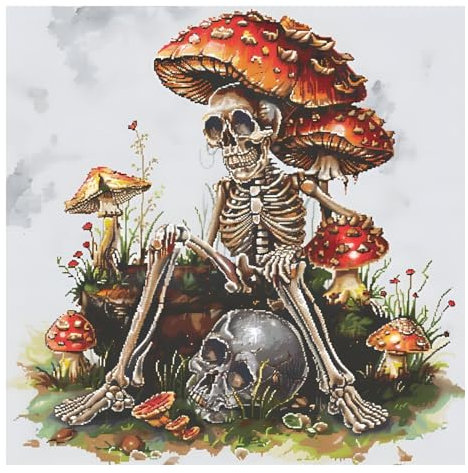 Xinpinzhou Kreuzstich Set Vorgedruckt Totenkopf, Stickvorlagen Stickbilder Vorgedruckt Kreuzstich Stickpackungen Stickpackung Cross Stitch Embroidery Kit Stickset Sticken Set Erwachsene Anfänger