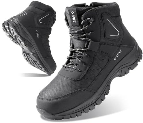 SPIEZ Scarpe Antinfortunistiche Uomo S3 Stivali Antinfortunistica Antiscivolo Antistatici Scarponi da Lavoro Scarpe da Lavoro Impermeabili Nere EU 40-46